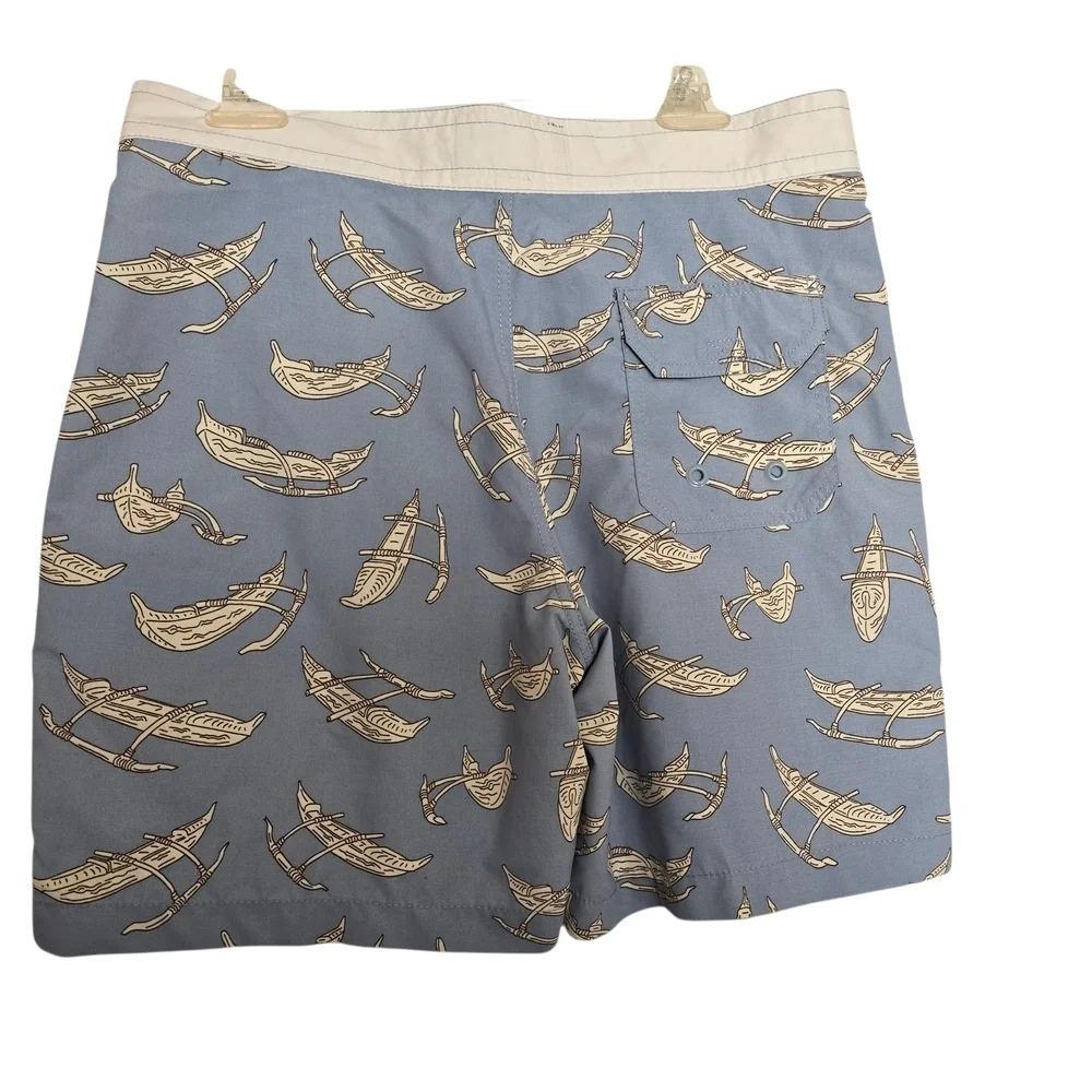 NWT Reyn Spooner Dietrich Wa'aopelli Nautical Blue and Cream Swim Trunks